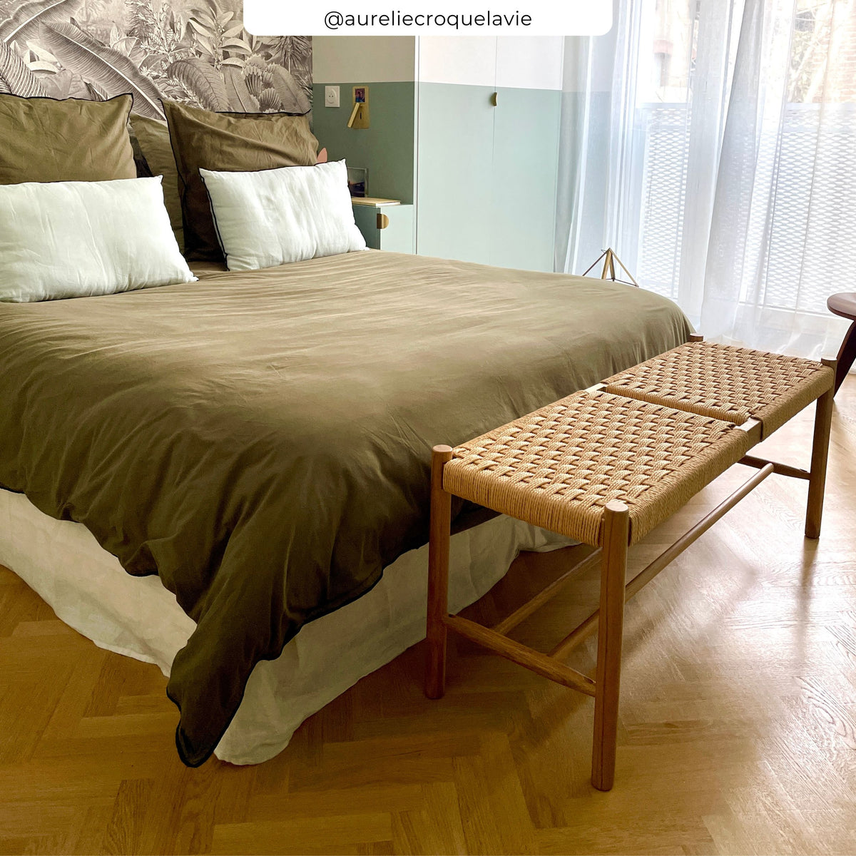 kepler banc 2 places tresse bois