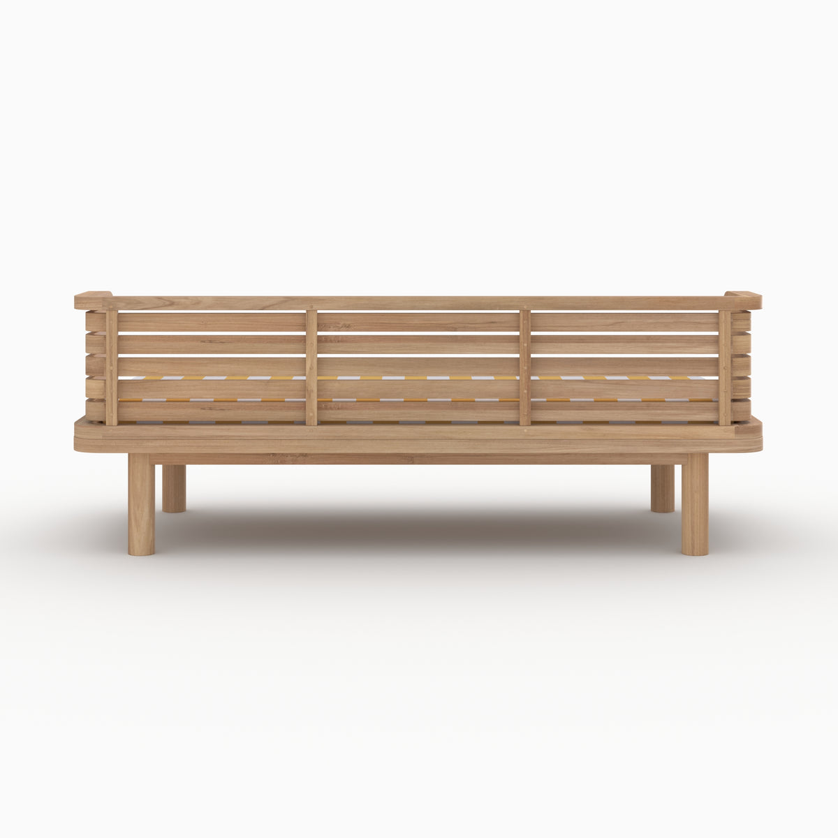 Kilda canapé jardin teck massif coussin jaune soleil rayé 2 places
