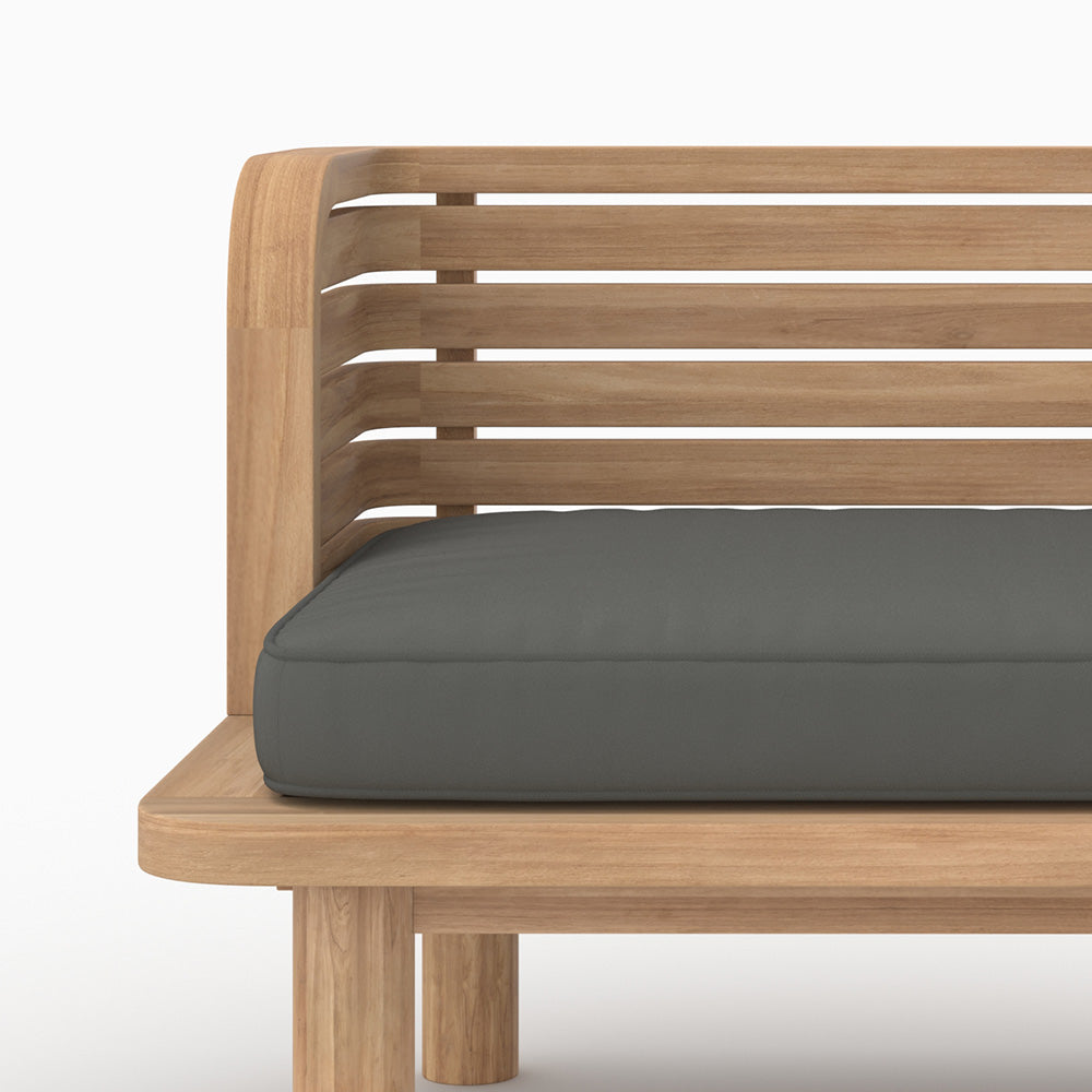 Kilda fauteuil jardin teck massif coussin gris deco