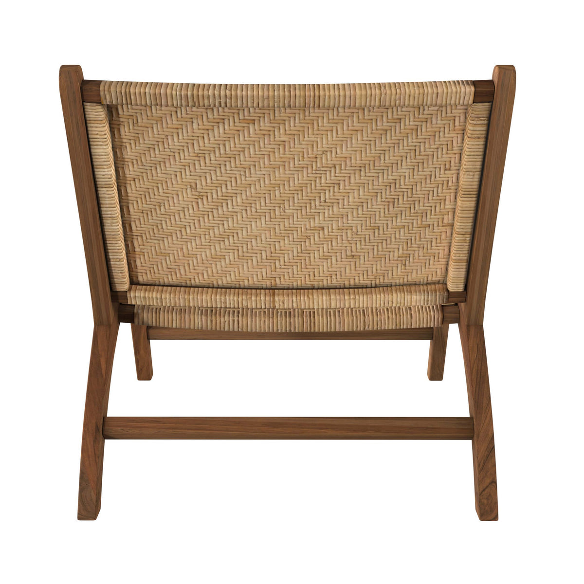 kilka fauteuil en bois de teck et tressage chevron en rotin