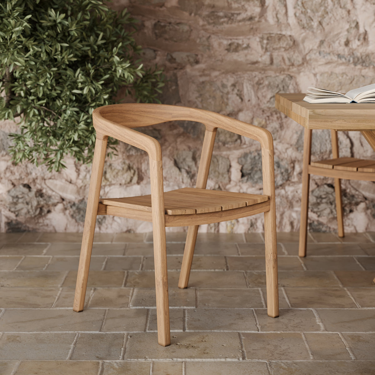 kora chaise de jardin en bois de teck massif focus