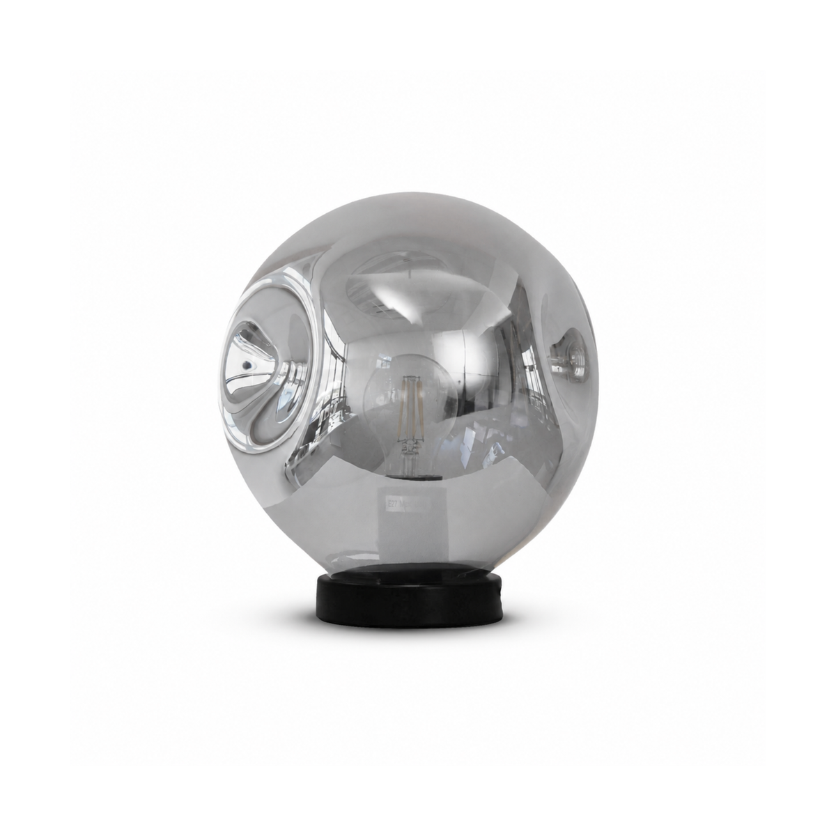Lampe à poser Brume verre fumé chrome face – Maison Pavane