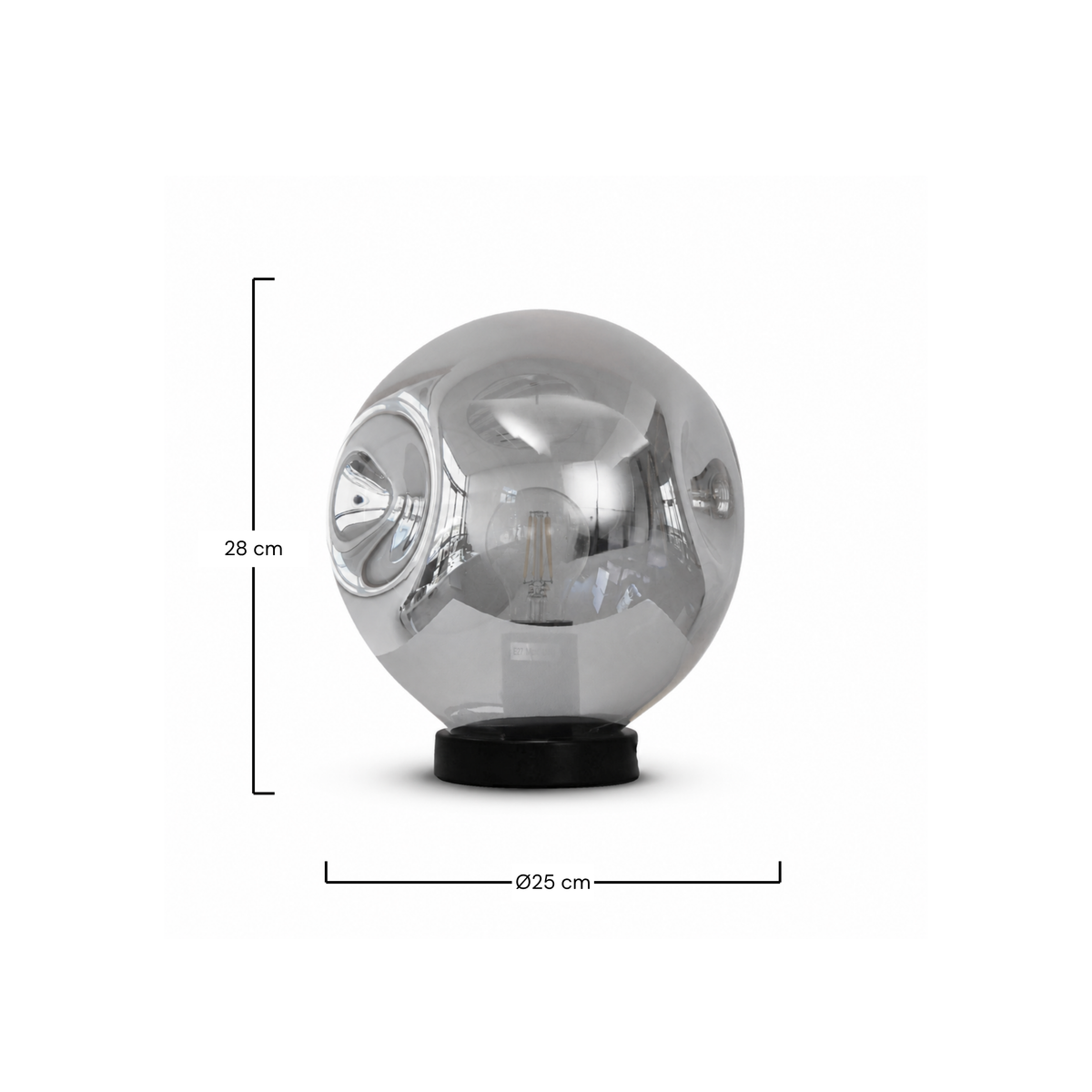 Lampe à poser Brume verre fumé schéma cotes – Maison Pavane