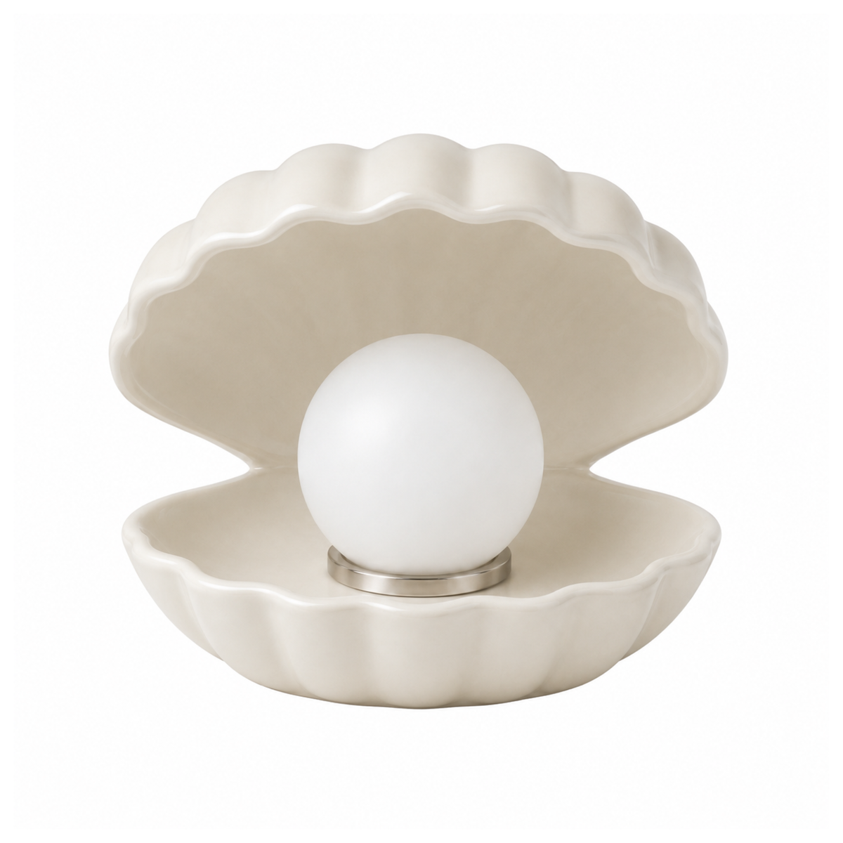 Lampe à poser coquillage ivoire perle lumineuse face – Maison Pavane