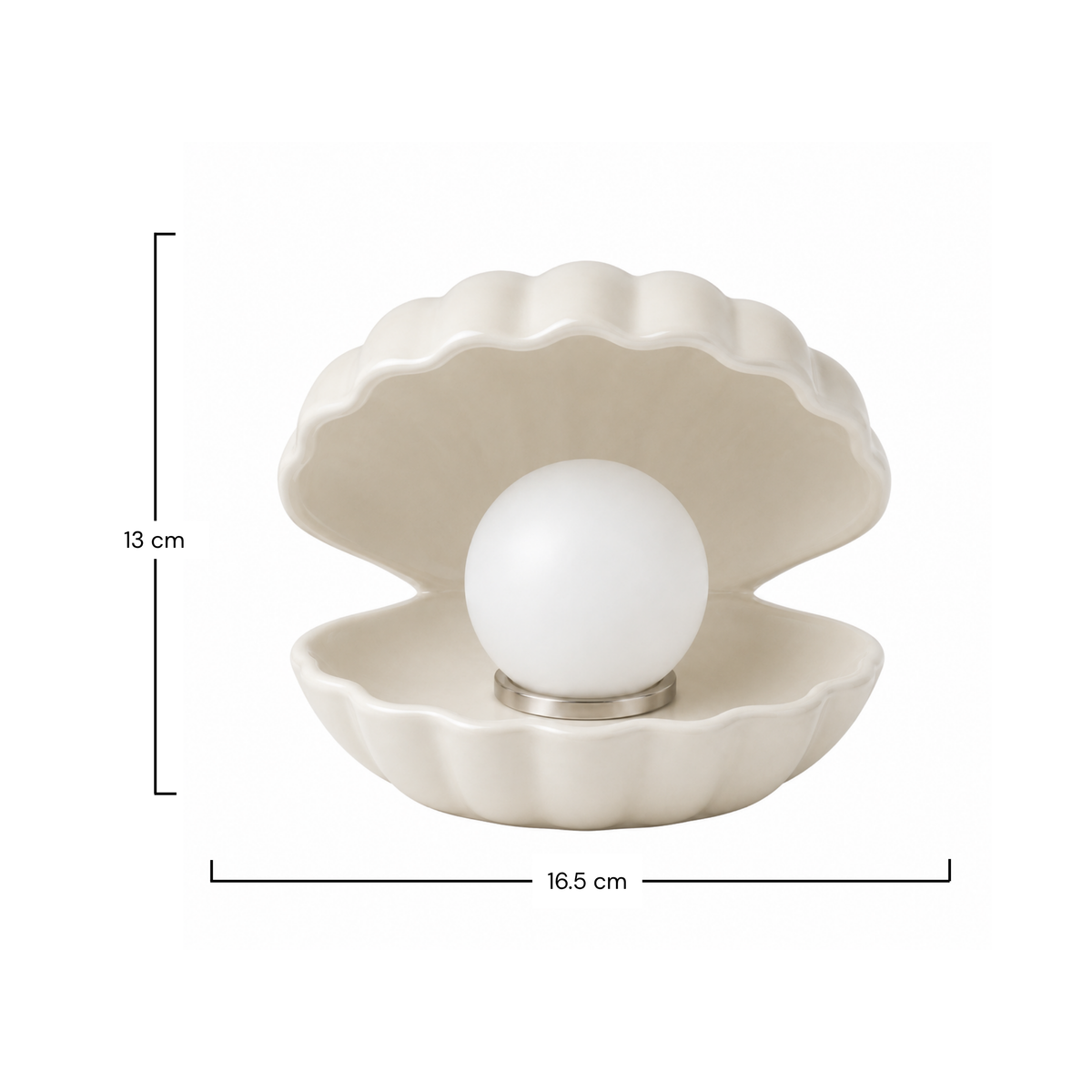 Lampe à poser coquillage ivoire perle schéma cotes – Maison Pavane