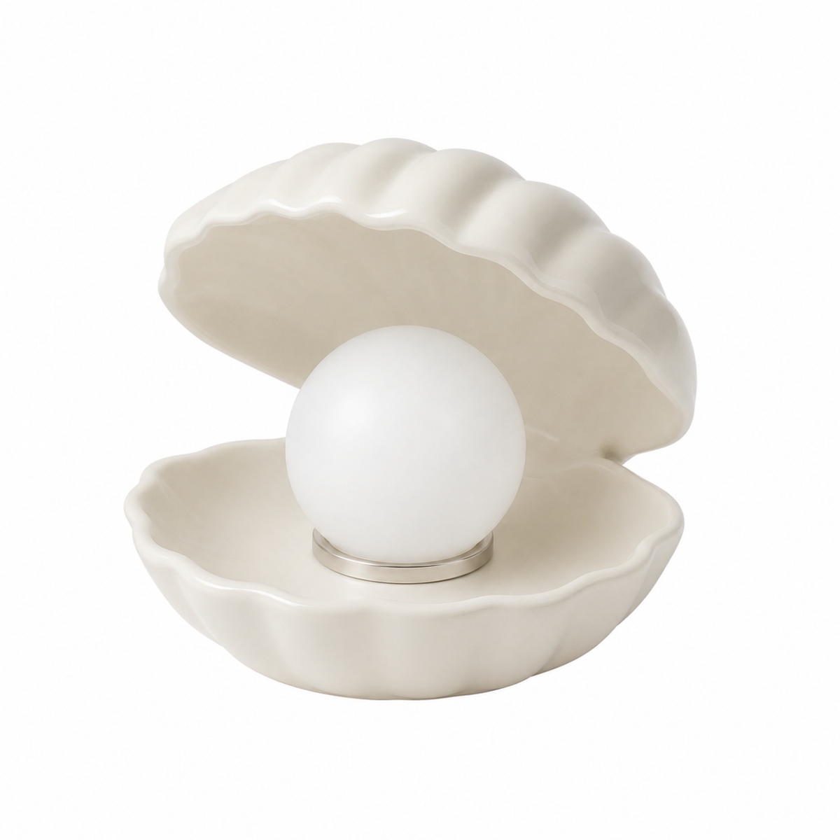 Lampe à poser coquille ivoire perle trois quarts – Maison Pavane