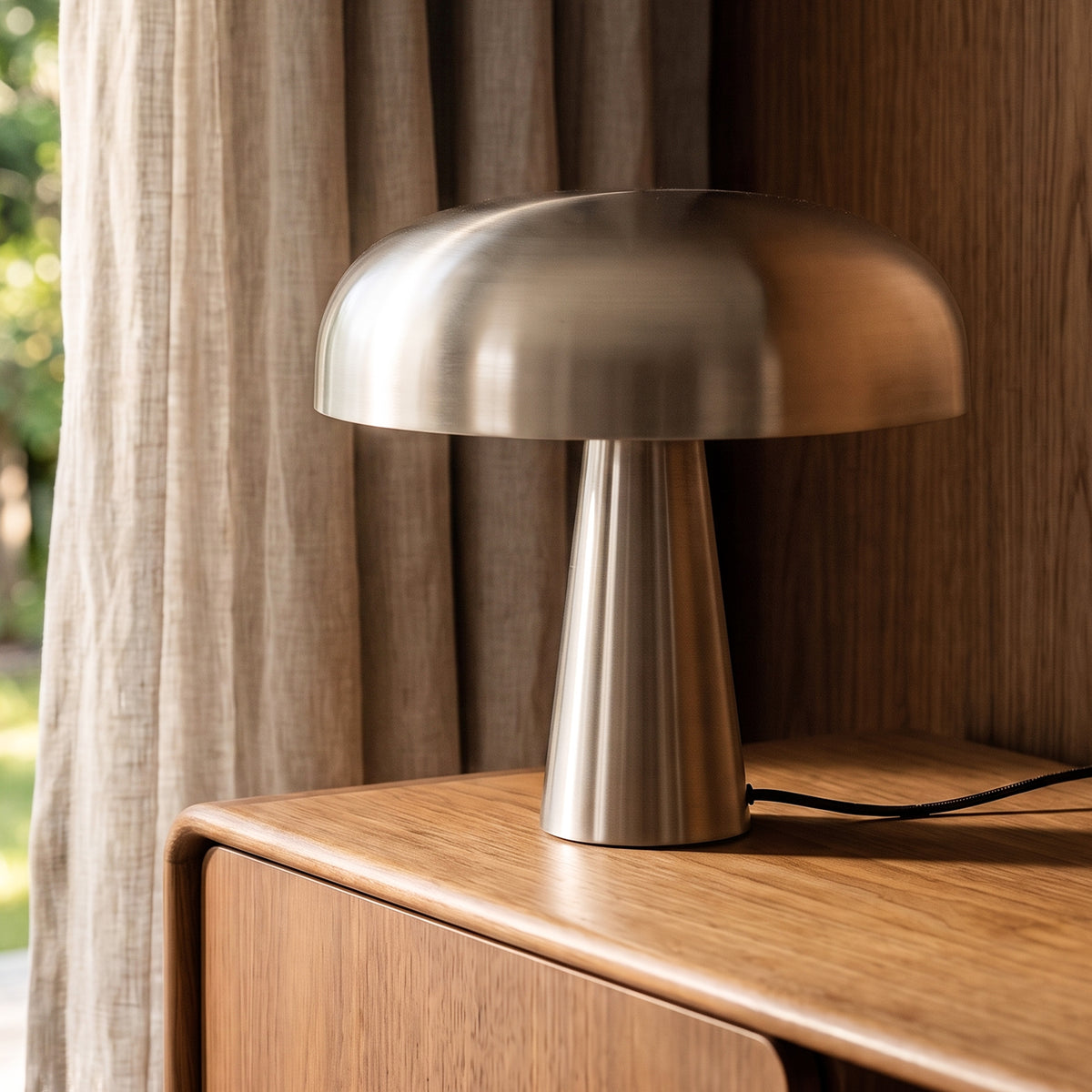 Lampe à poser en métal brossé Livia fil noir – Maison Pavane