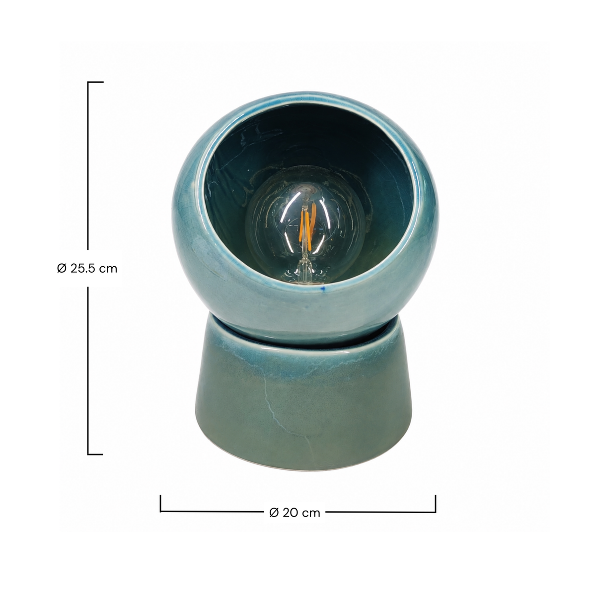 Lampe à poser Halo céramique bleu canard dimensions cotes – Maison Pavane