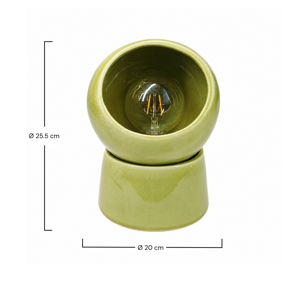 Lampe à poser Halo céramique vert olive dimensions cotes – Maison Pavane