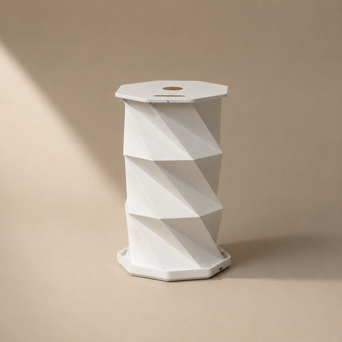 Lampe à poser Kami papier blanc ambiance beige – Maison Pavane