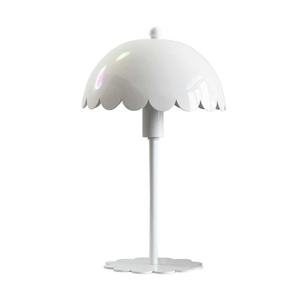 Lampe à poser Margot métal blanc packshot fond blanc face – Maison Pavane