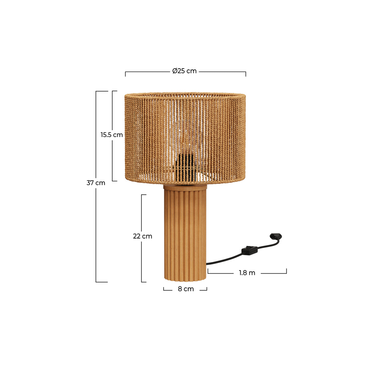 lampe a poser mira corde bois