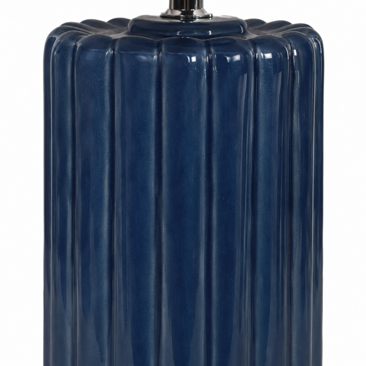 Lampe à poser Palladio céramique bleu nuit détail pied cannelé – Maison Pavane