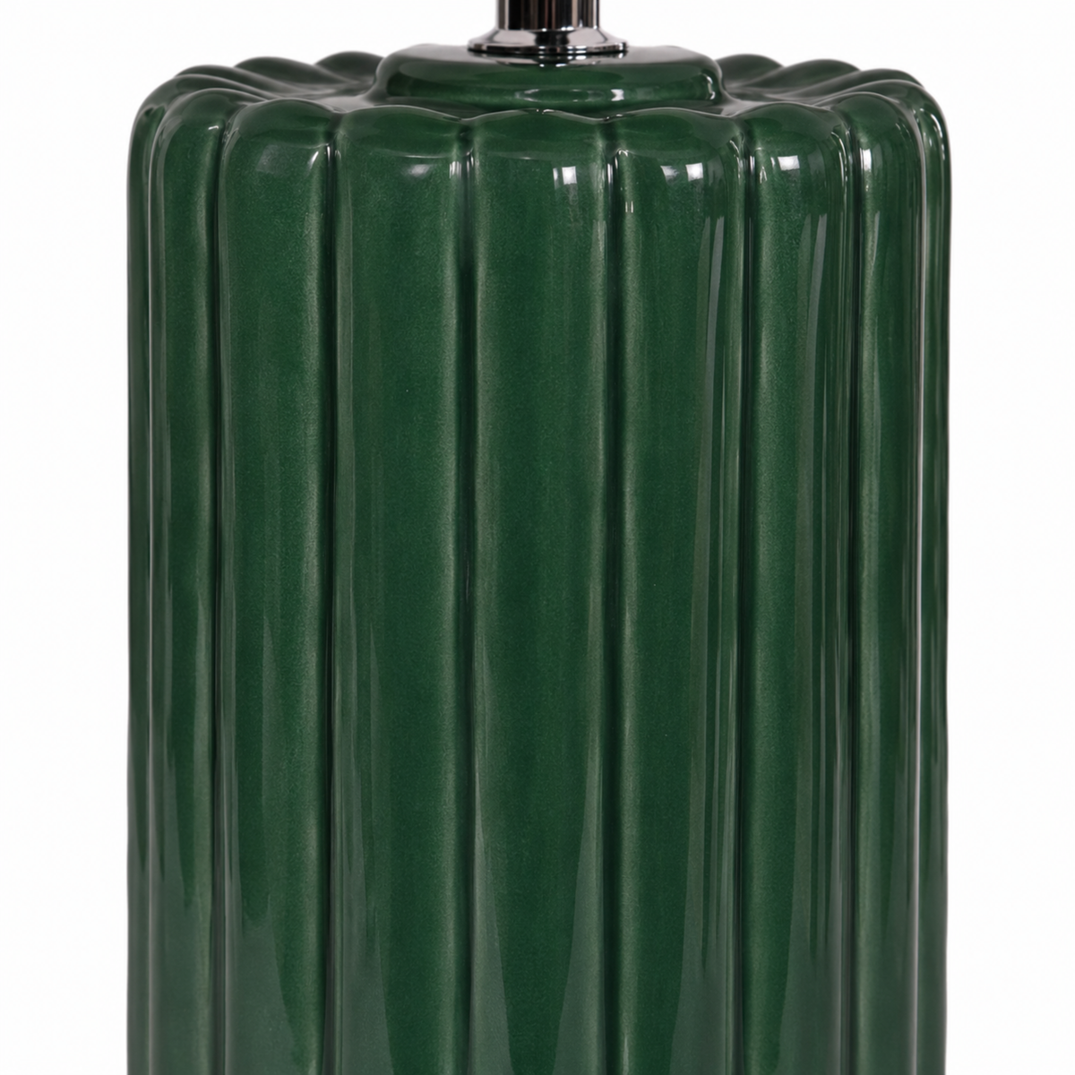 Lampe à poser Palladio céramique vert sapin détail pied cannelé – Maison Pavane