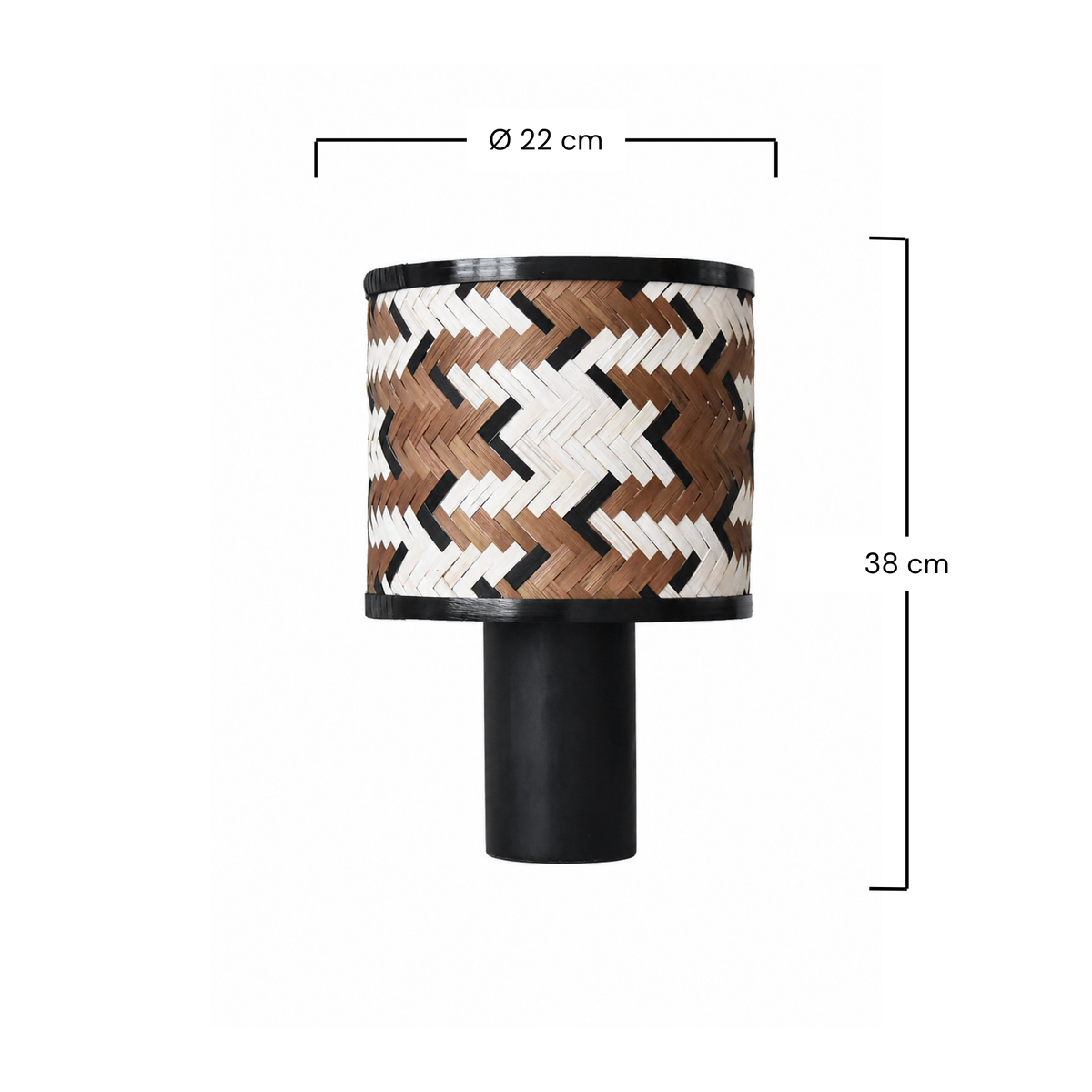 Lampe à poser Phil chêne bambou marron noir dimensions schéma – Maison Pavane