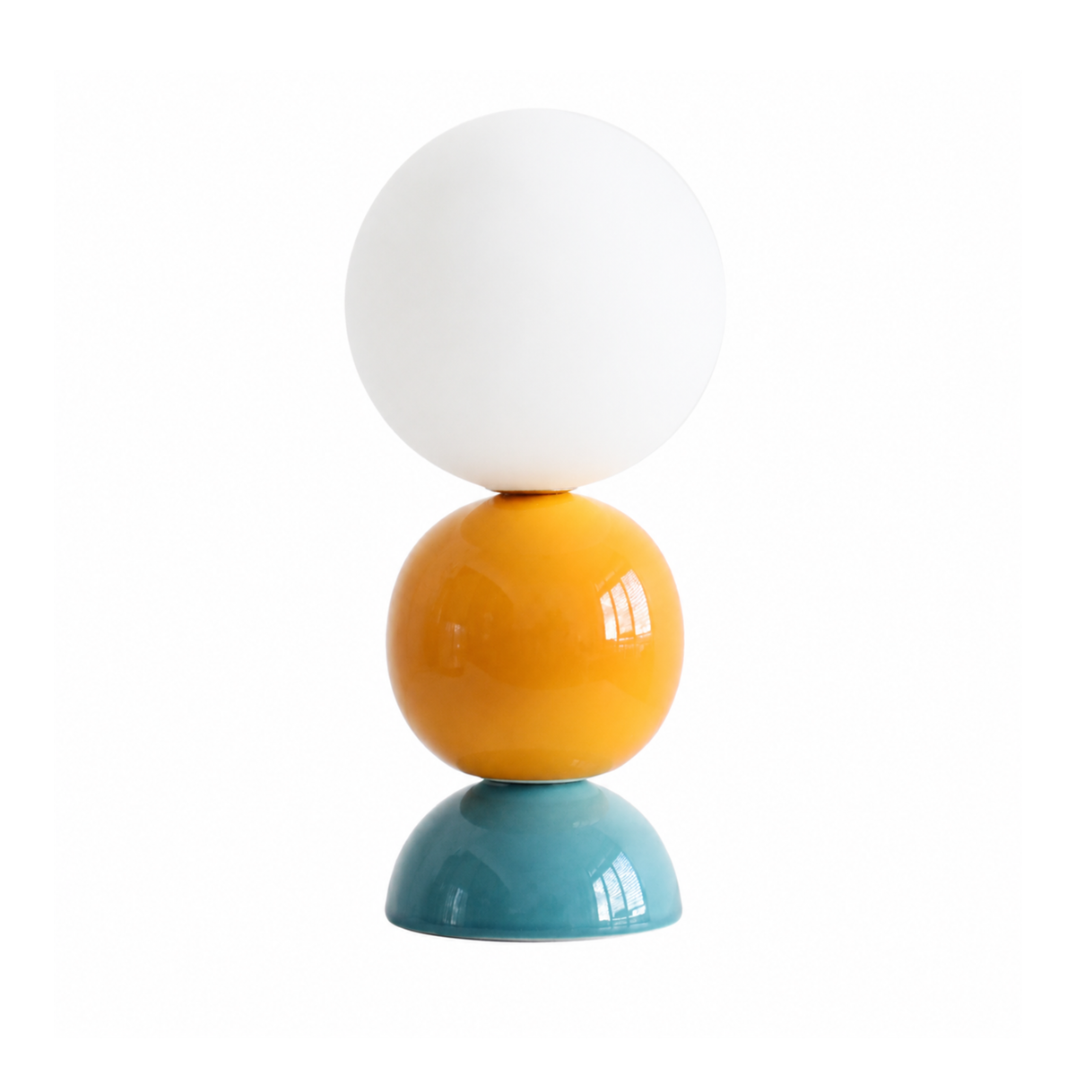Lampe à poser Pili céramique bleu jaune face – Maison Pavane
