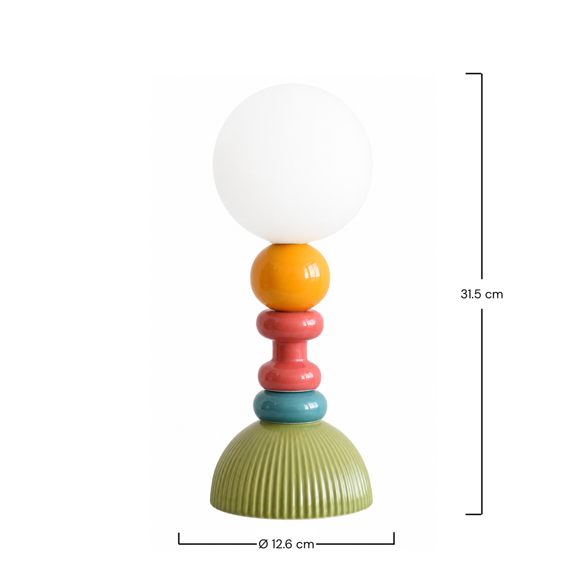 Lampe à poser Pili céramique multicolore profil – Maison Pavane