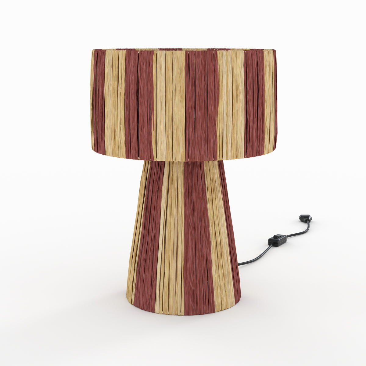 lampe boheme solea rayee terracotta en palmier bordeaux