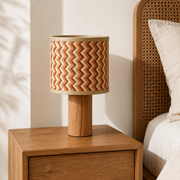 Lampe de chevet Phil chêne bambou crème orange ambiance table de nuit – Maison Pavane