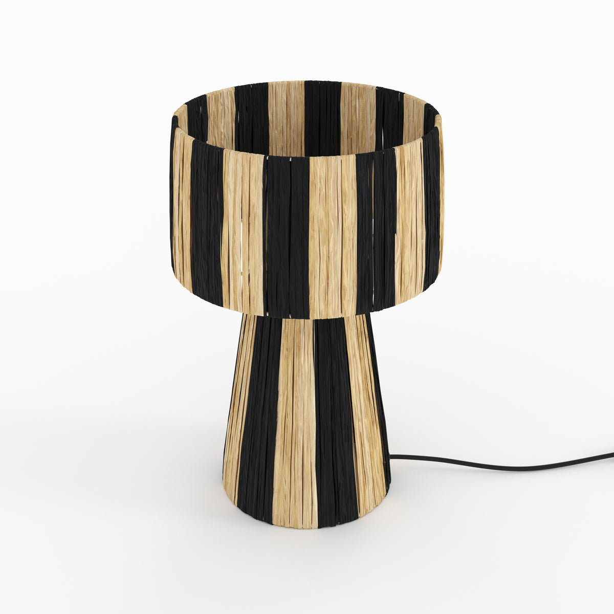 lampe rayee noire solea feuille palmier deco boheme