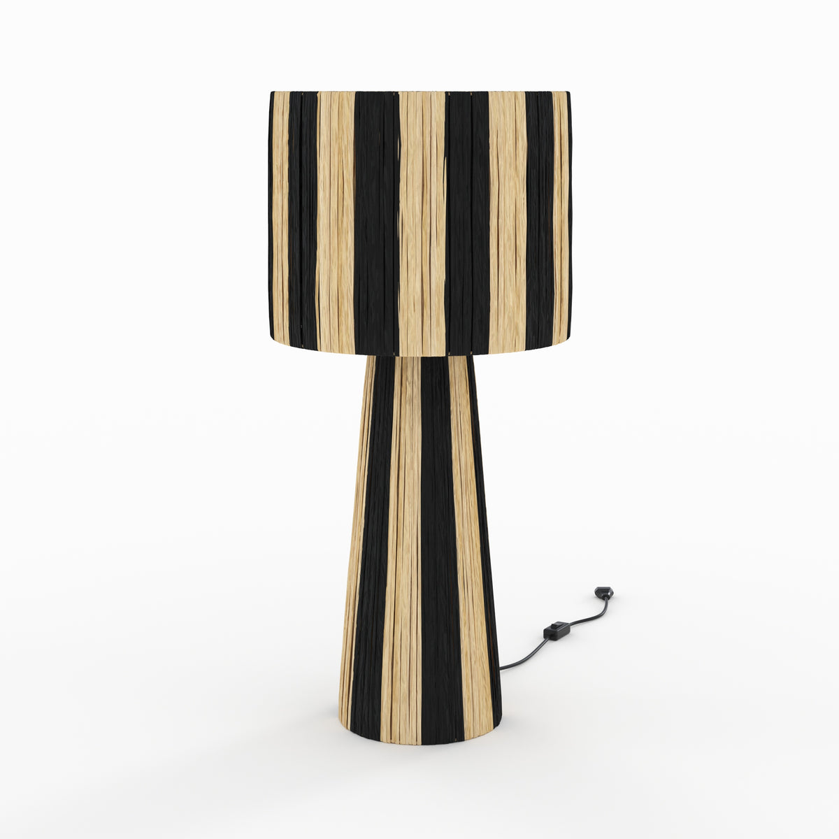 lampe solea grand modele rayee noire en feuille palmier