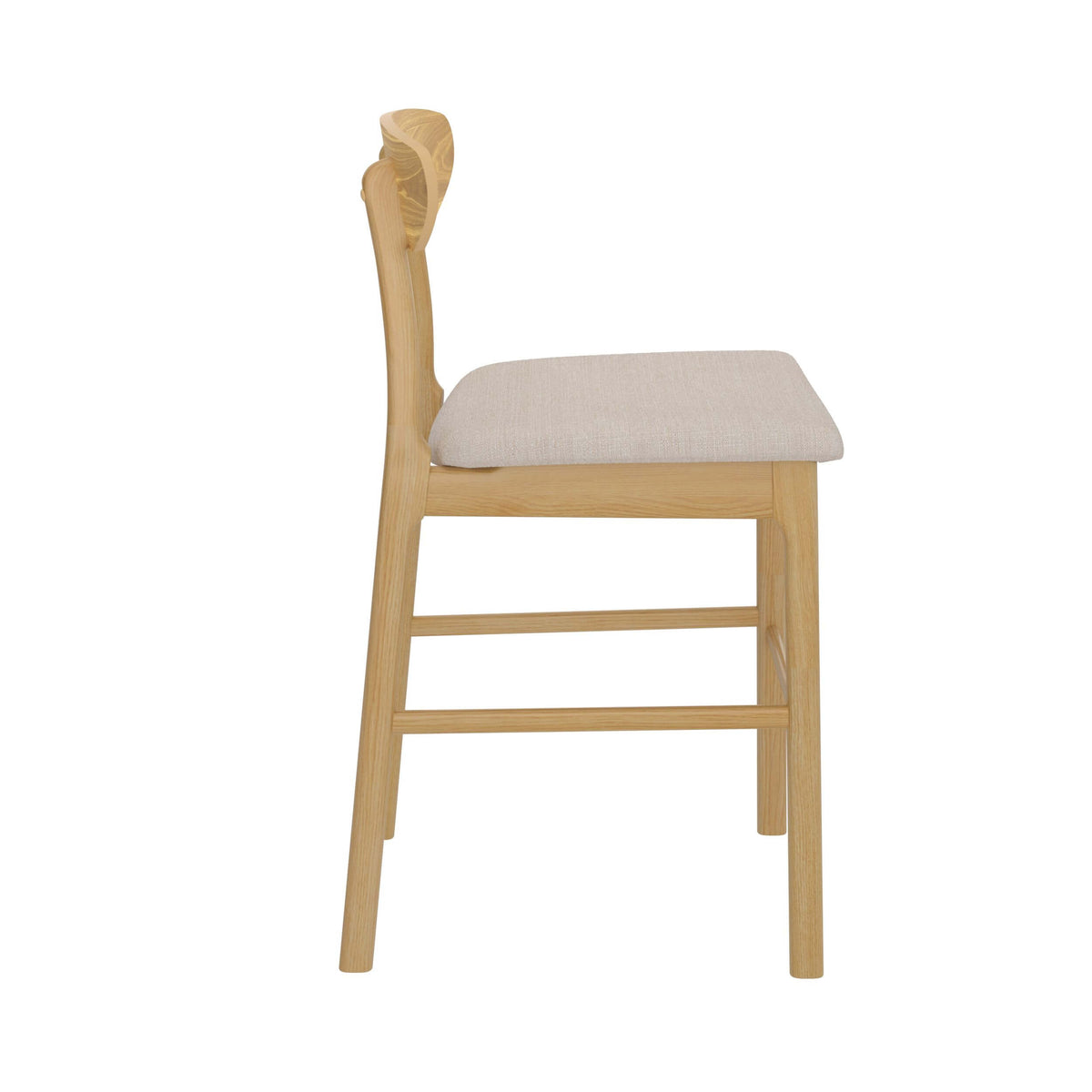 lana chaise de bar mi hauteur en tissu beige et bois lot de 2