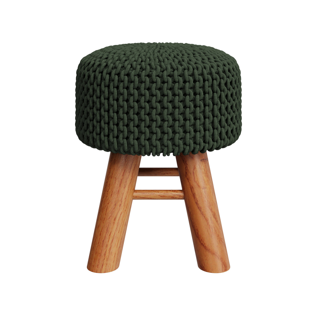 Lisa tabouret en tricot vert olive – Maison Pavane