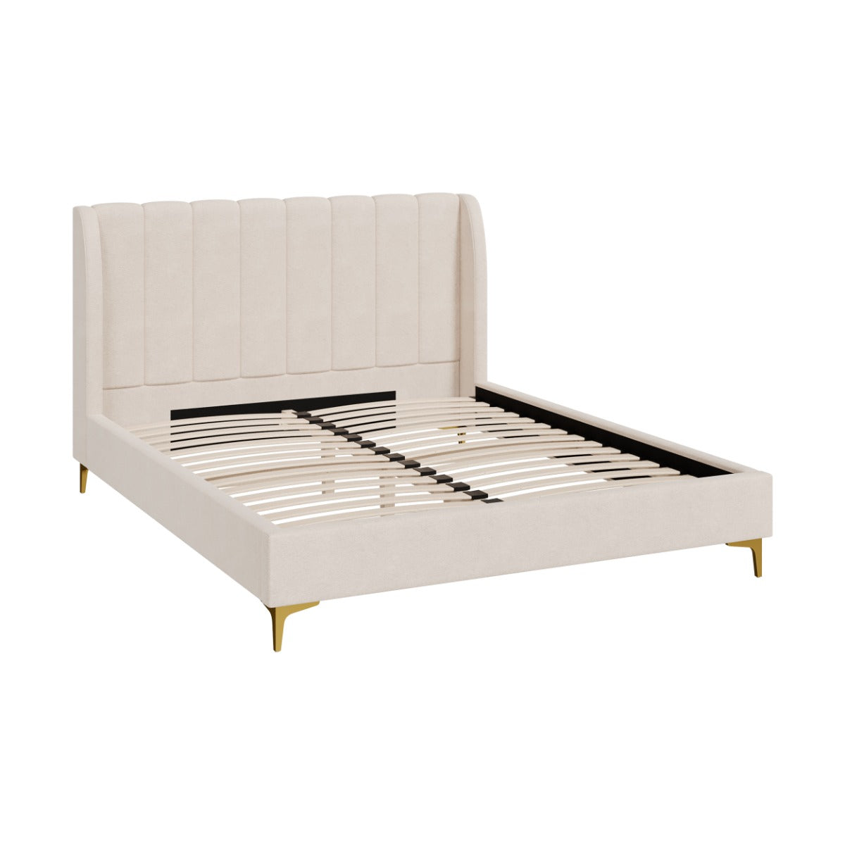 lit double koda 160x200 cm en tissu beige