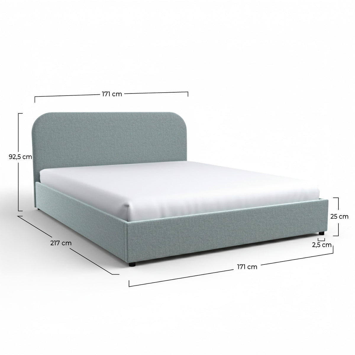 Lit double Tilly coffre 160x200 tissu gris