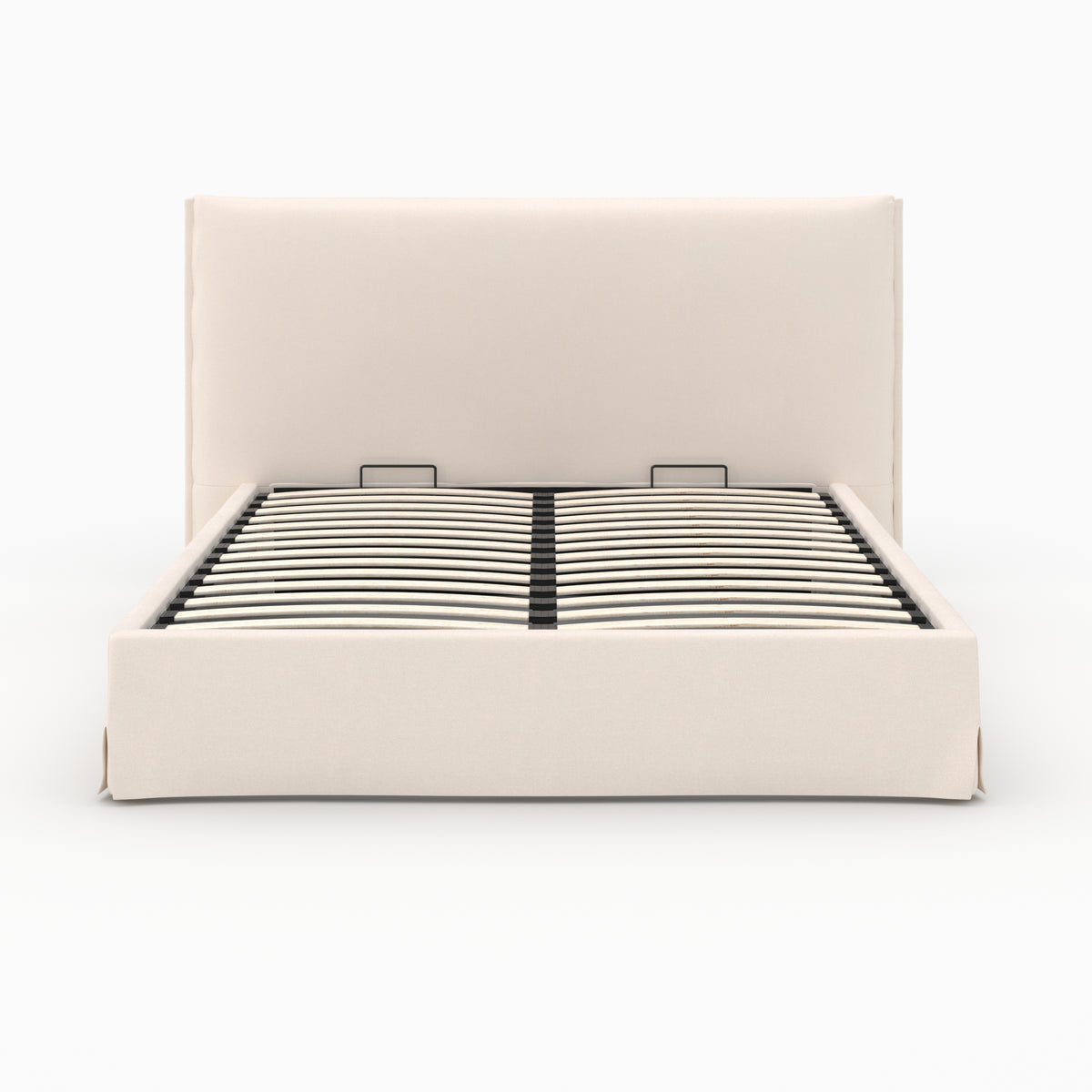 Lit Safia tissu blanc 160x200cm coffre double
