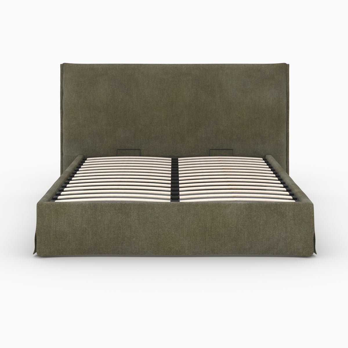 Lit Safia vert olive 160x200cm coffre double