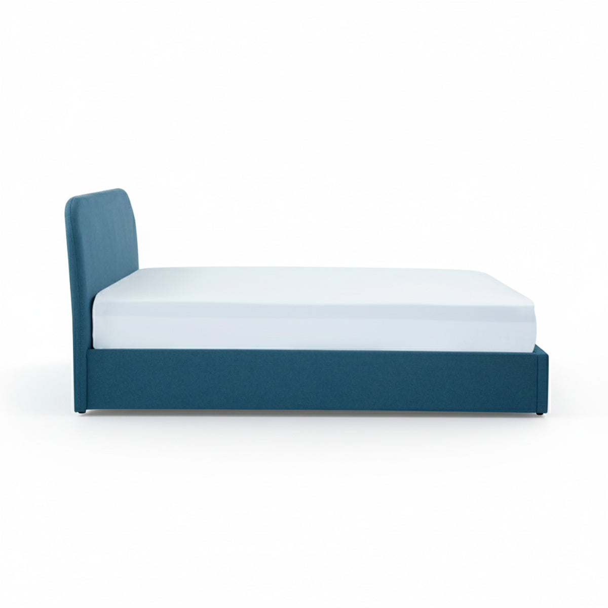 Lit Tilly 160x200 tissu bleu avec coffre
