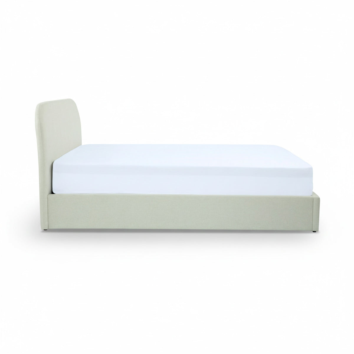 Lit tissu gris beige Tilly double 160x200 coffre