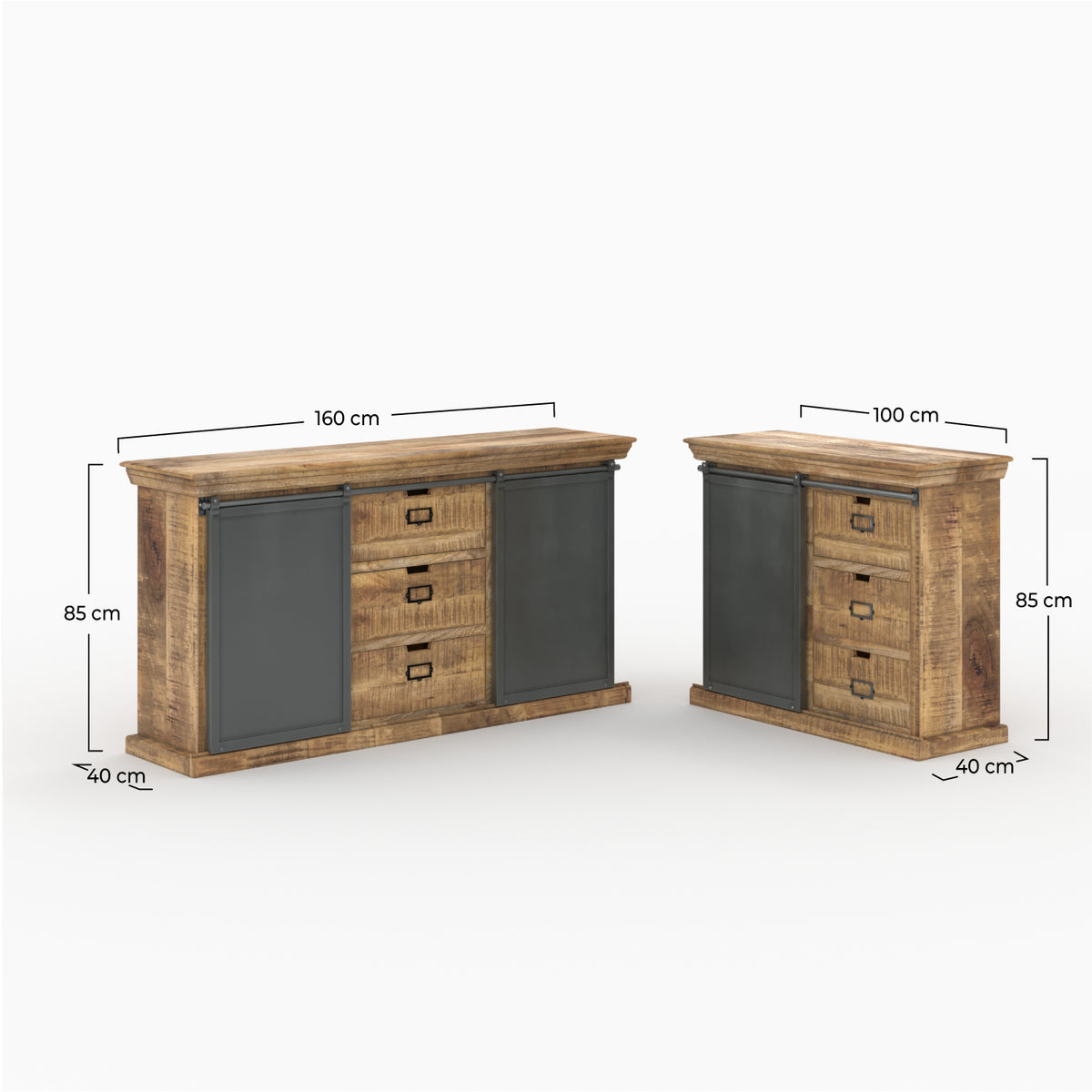 2er Set Sideboards Tabuk aus Mangoholz