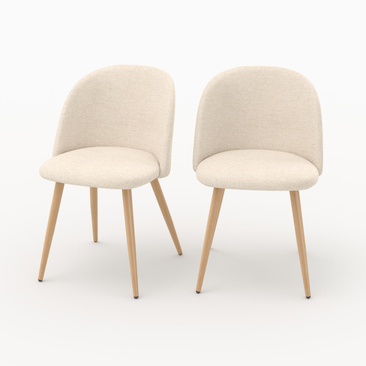 Lot de 2 chaises Cozy en tissu beige et pieds effet bois pour salle a manger - Maison Pavane