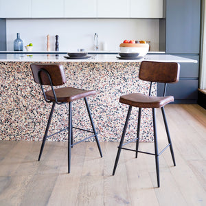 lot 2 chaises de bar mi hauteur texas marron