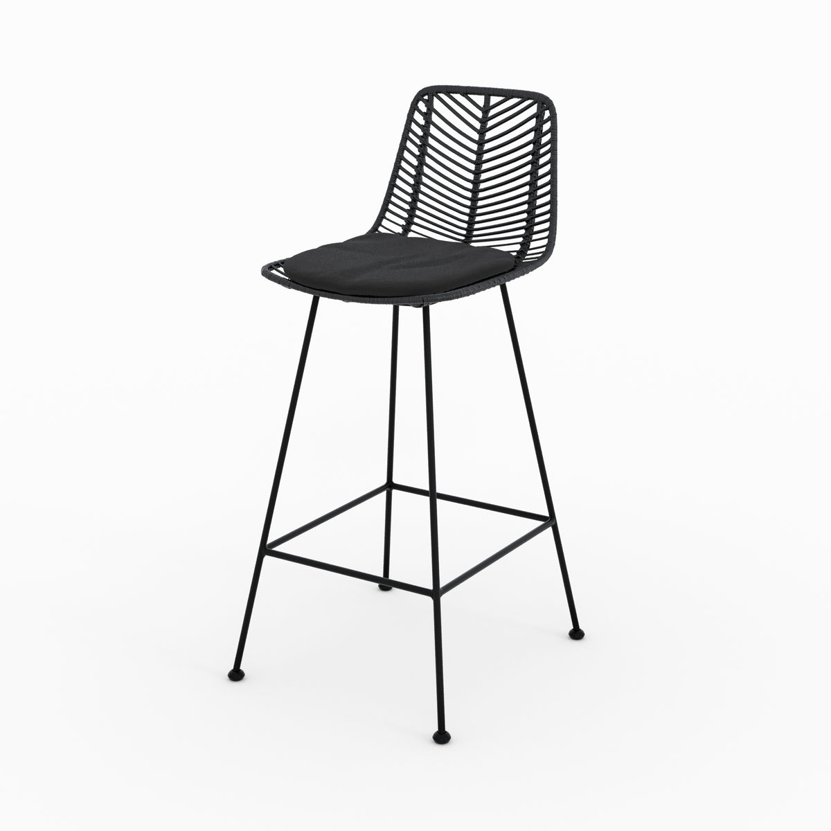 Lot 2 chaises hautes tamara rotin noir 66cm