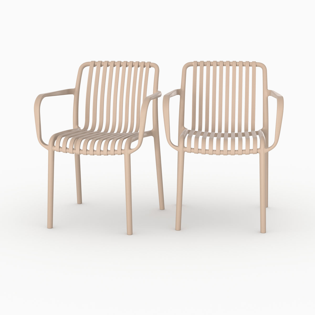 Lot 2 chaises jardin Ivy empilables plastique beige packshot