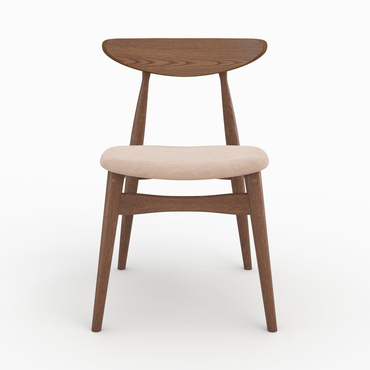 lot 2 chaises josette en tissu beige et bois d hevea fonce