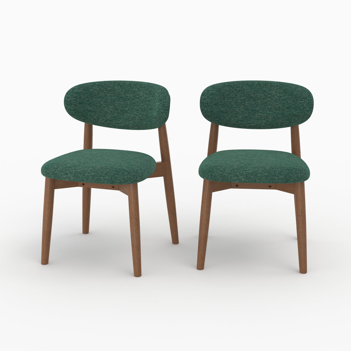 Lot de 2 chaises Yuna en tissu chiné vert sapin et bois foncé - Maison Pavane