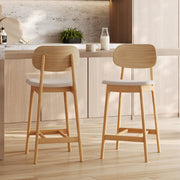 lot de 2 chaise de bar charlize 66 cm en bois clair et tissu beige