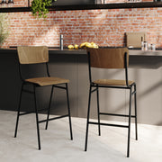 Lot de 2 chaises de bar mi-hauteur Clem en bois foncé 65 cm – Maison Pavane