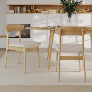 lot de 2 chaise en bois clair et tissu beige lana
