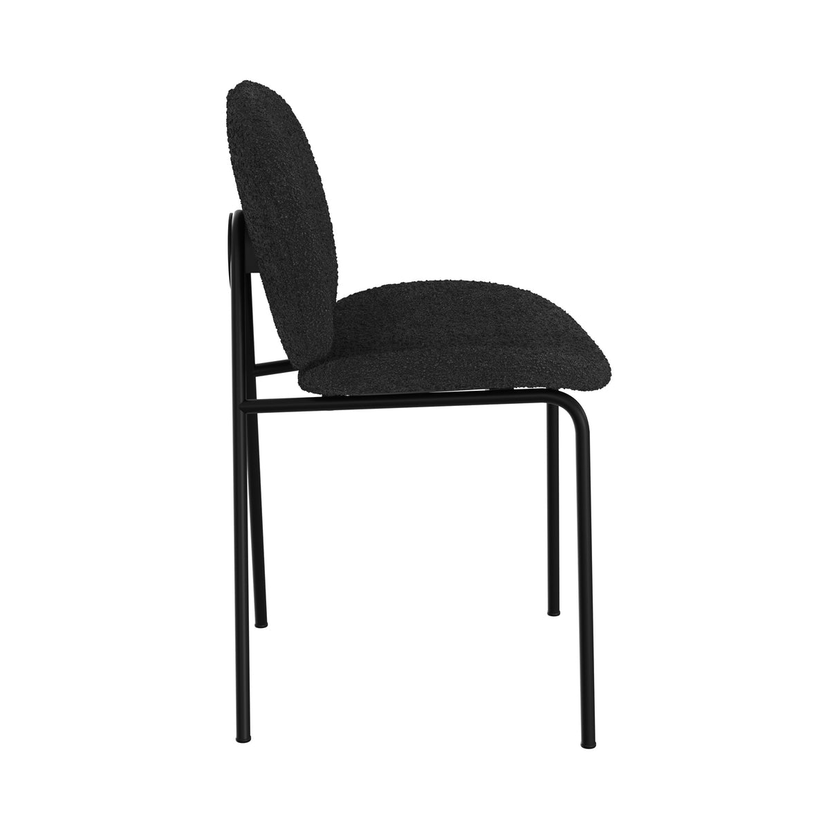lot de 2 chaise en tissu boucle noir et pieds metal noir iris