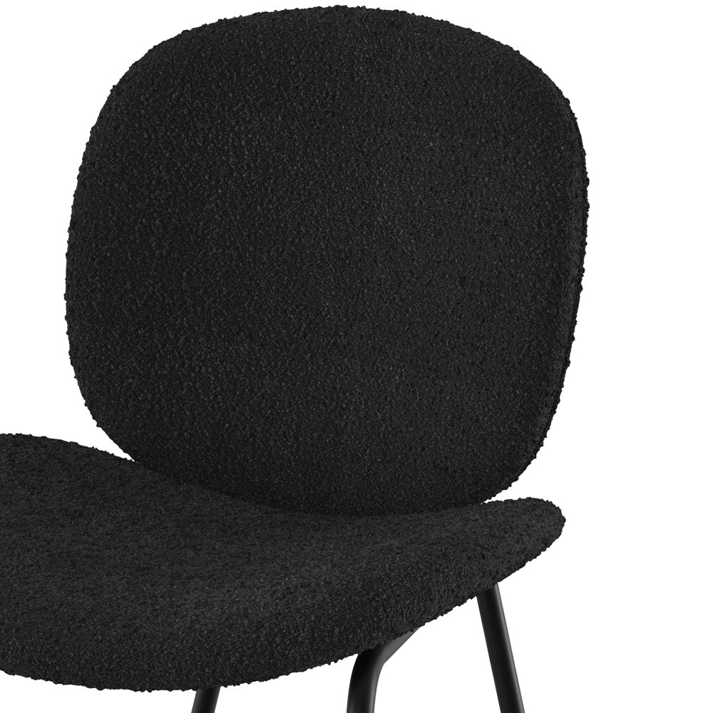 lot de 2 chaise iris en tissu boucle noir et pieds metal noir