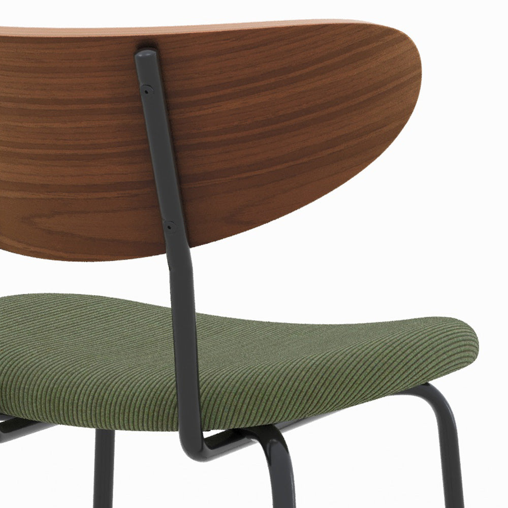 lot de 2 chaise pour ilot central en velours vert kaki dossier bois 64