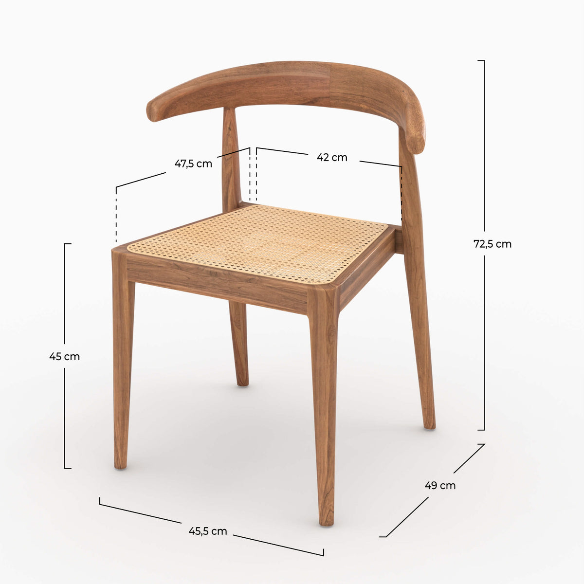 lot de 2 chaises alia en bois de teck et cannage en rotin