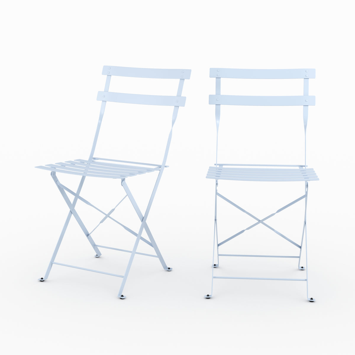 Lot de 2 chaises de jardin Kayla en métal bleu pastel pliantes intérieur
