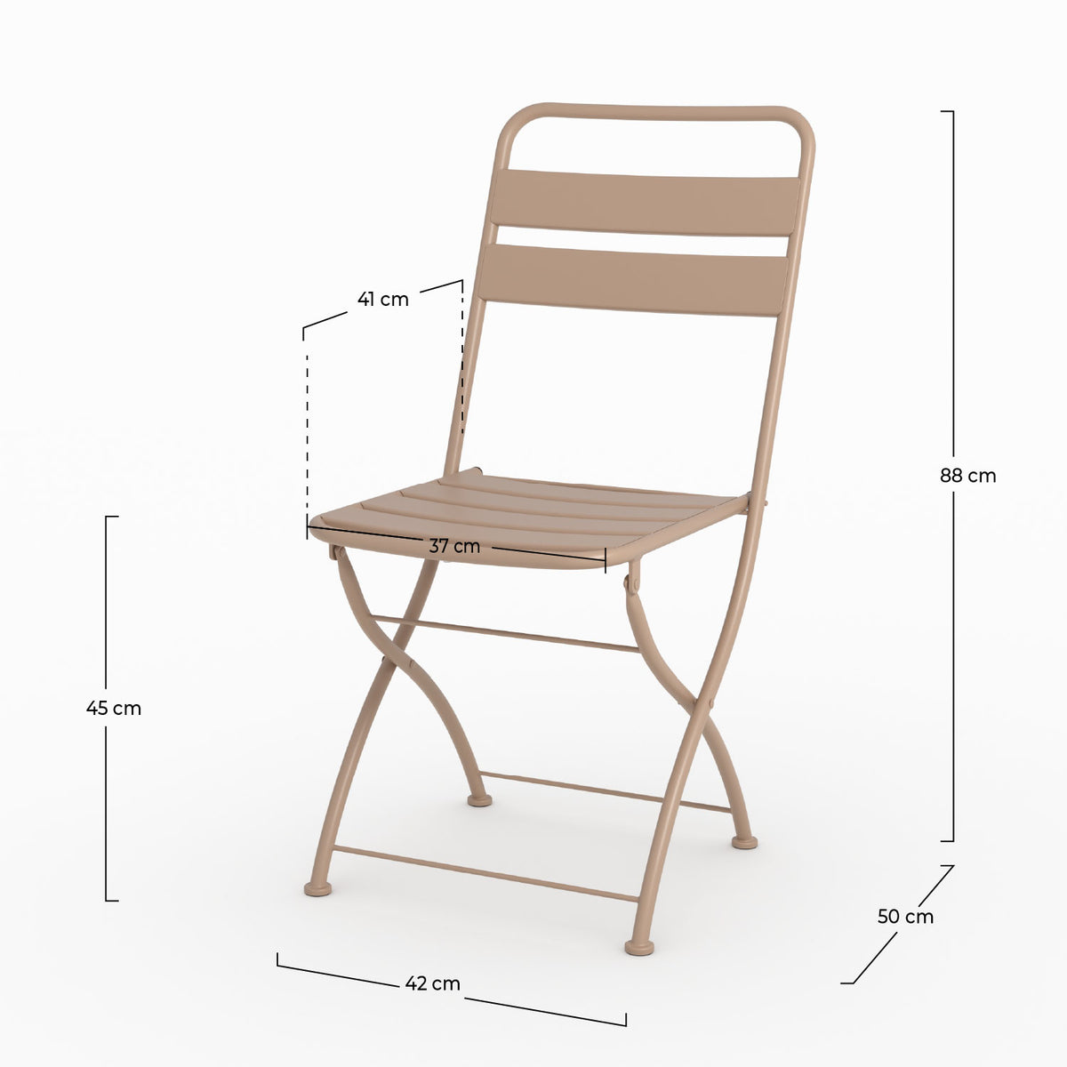 Lot de 2 chaises de jardin Yumi en métal taupe pliantes zoom produit