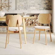 lot de 2 chaises en bois clair et tissu beige clyde